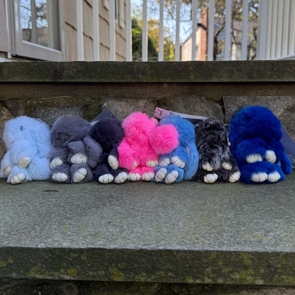 Colorful Fox Fur Bunny Keychains